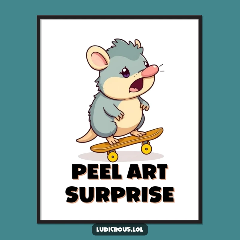 Funny Platypus Digital Art: Banana Peel Skate Surprise - Instant Gift