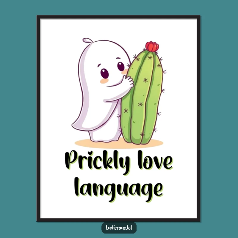 Funny Ghost Cactus Hug Digital Art: Spooky Printable Decor - Hilarious Gift!