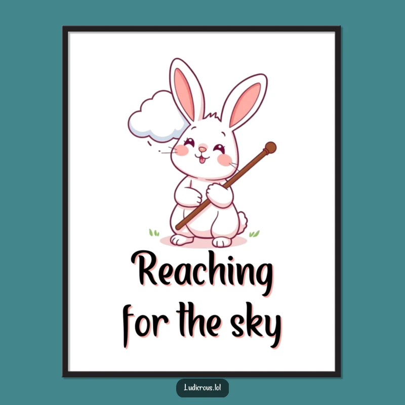 Funny Rabbit Cloud Petting Digital Art: Whimsical Decor for Instant Smiles