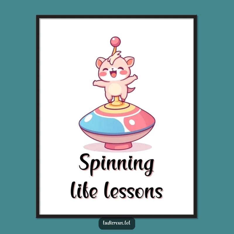 Funny Spinning Top Creature Digital Art: Balance Download, Instant Funny Gift Decor