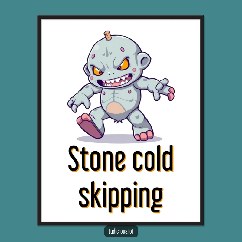 Funny Golem Skipping Digital Print - Instant Motivation Funny Gift
