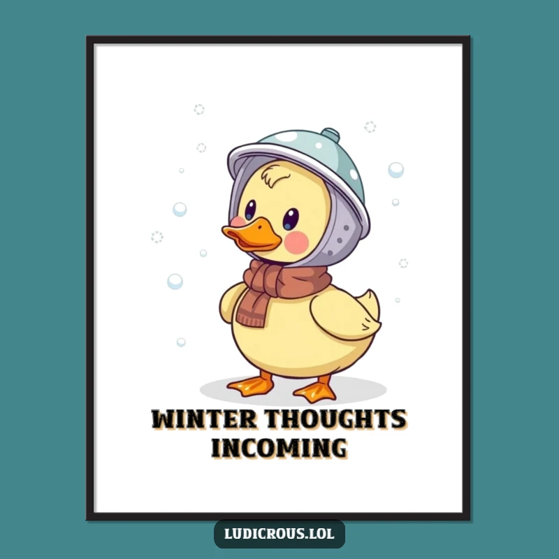 Funny Duck Snowfall Art Print: Hilarious Winter Decor for Your Space