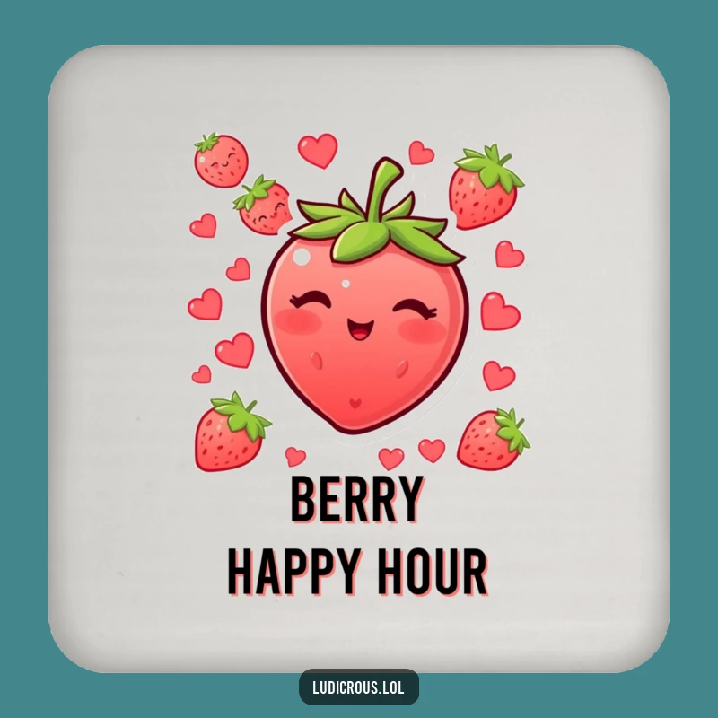 Funny Blushing Strawberry Wink Coaster Set - Protect Surfaces with Fruity Charm & Humor