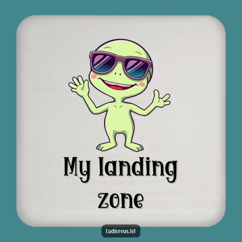Funny Alien Drink Coaster: Giggling Extraterrestrial Sunglasses, Hilarious Protector Gift