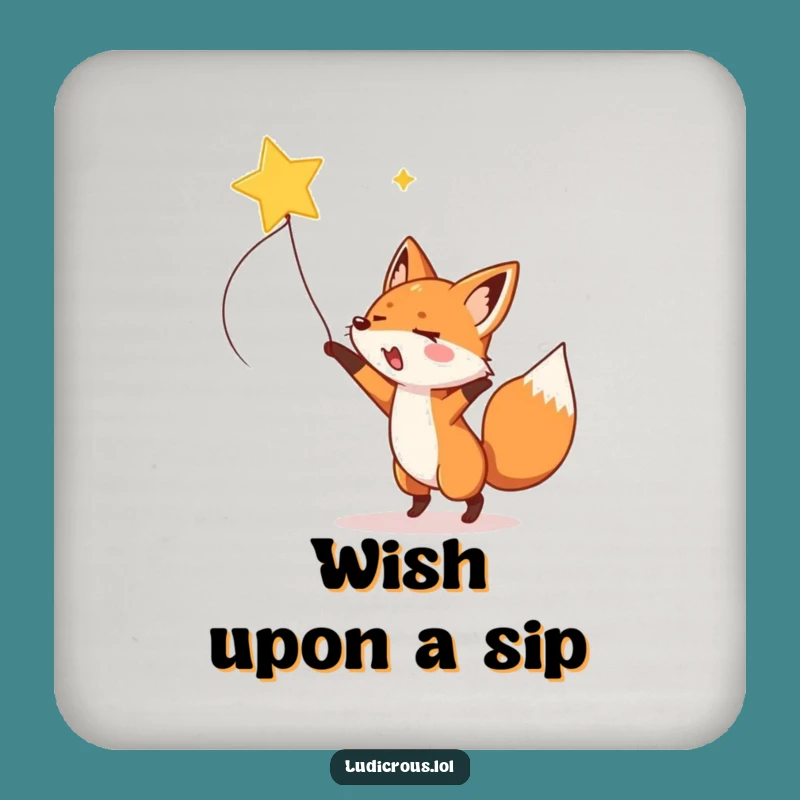 Funny Fox Shooting Star Coaster - Protect Surfaces with Celestial Wit