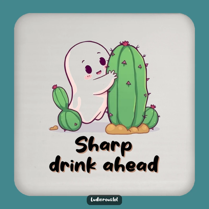 Funny Ghost Cactus Hug Drink Coasters: Protect Surfaces with Hilarious Prickly Protection!
