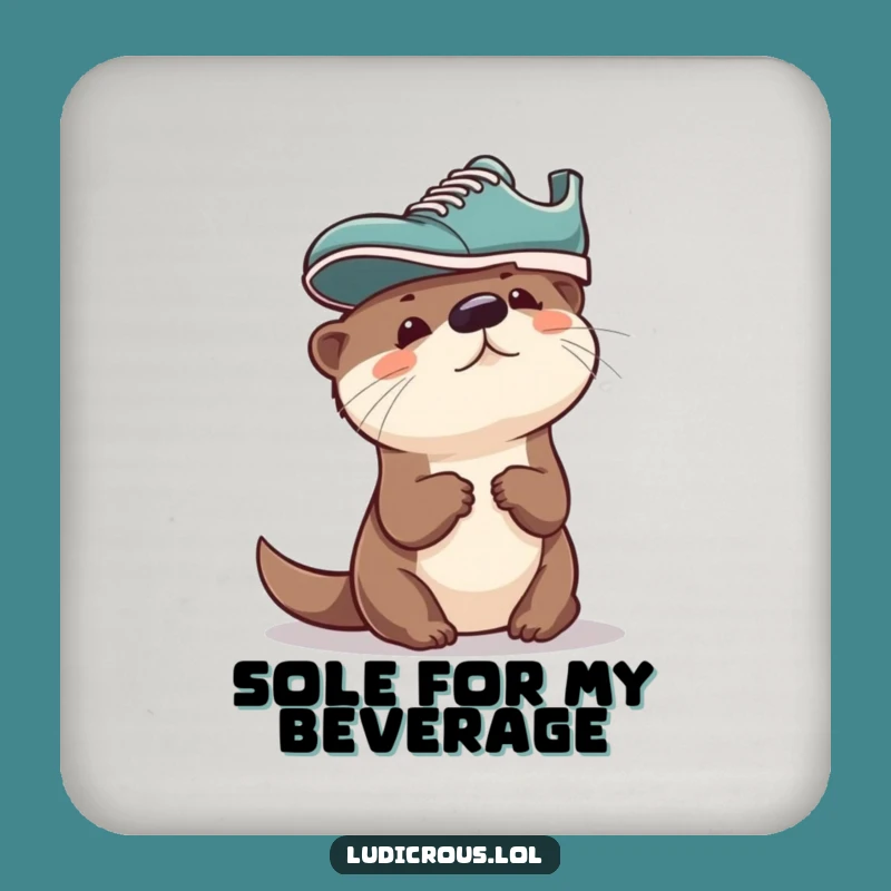 Funny Otter Shoe Hat Coaster: Protect Surfaces with This Hilarious Animal, Gift!