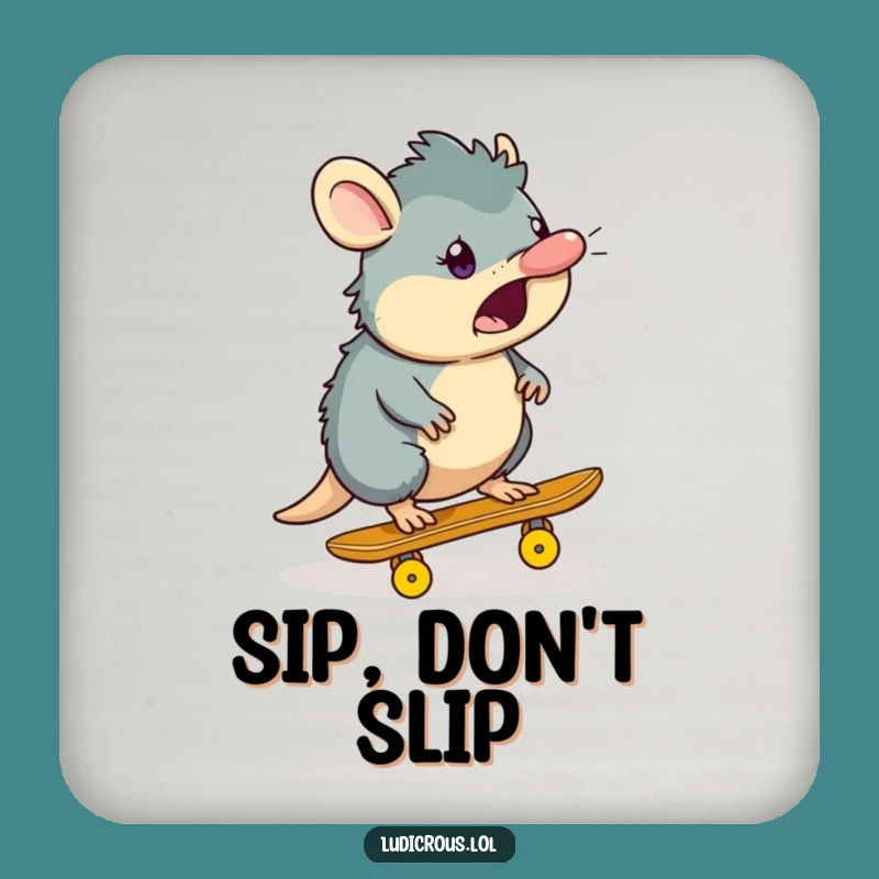 Funny Platypus Drink Coaster: Banana Peel Skate Art - Unique Gift