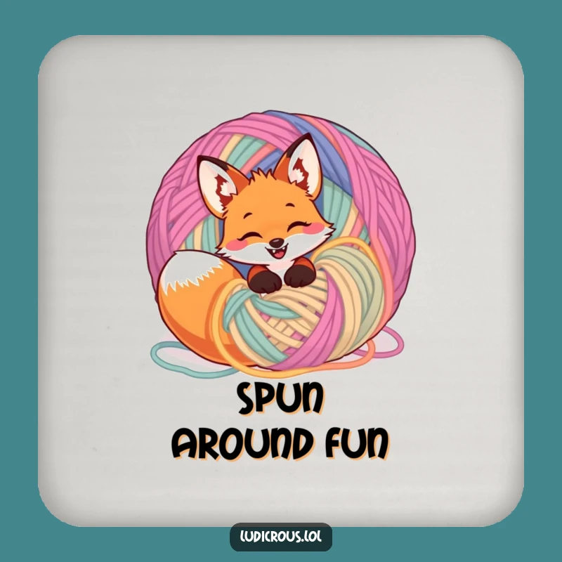 Funny Fox Yarn Coaster: Protect Surfaces with Playful Charm