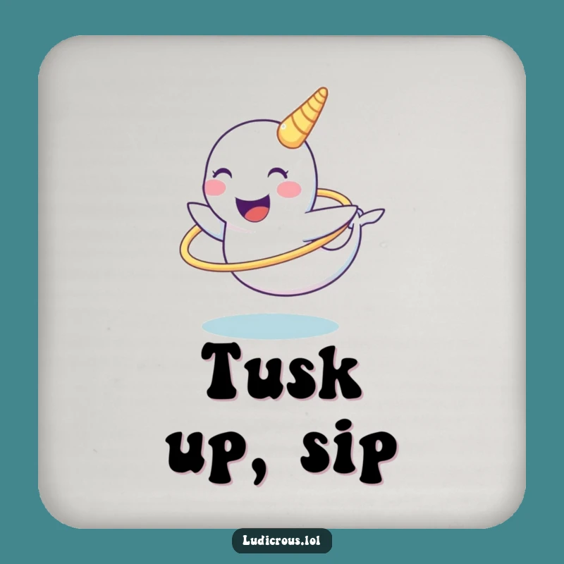 Funny Narwhal Drink Coaster: Chuckling Tusk Hula Hoop Protection - Unique Gift