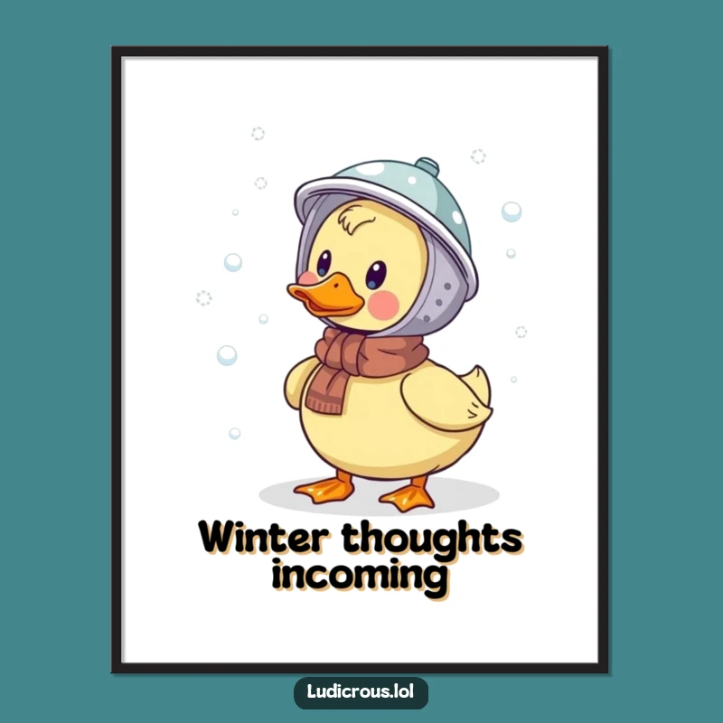 Funny Duck Snowflake Catcher Poster: Hilarious Winter Art for Your Walls