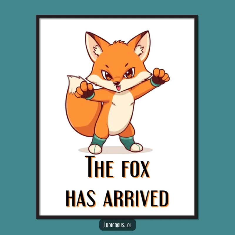 Funny Fox Mismatched Socks Poster - Dramatic Animal Art for Bold Decor, Perfect Funny Gift