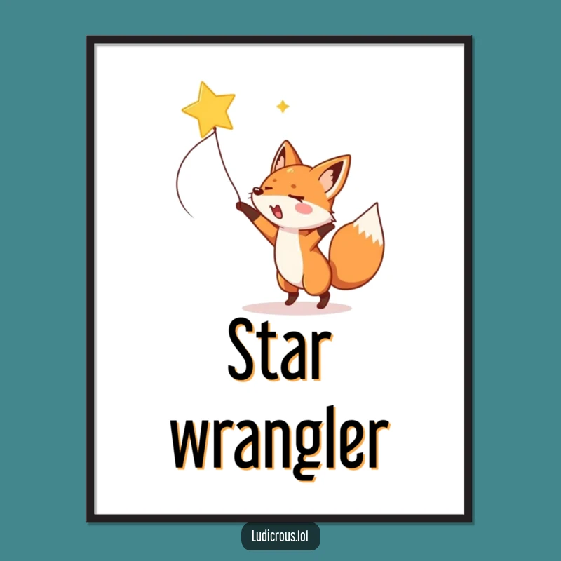 Funny Fox Shooting Star Poster - Whimsical Wall Art for Dreamy Decor