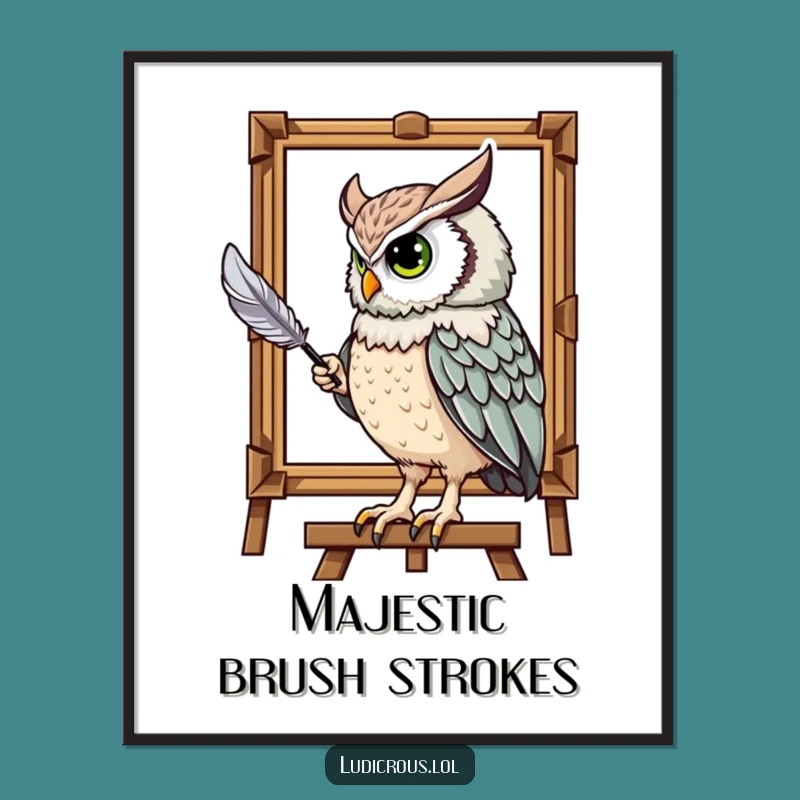 Funny Owl Painting Portrait Poster: Majestic Art for a Creative Wall Gift
