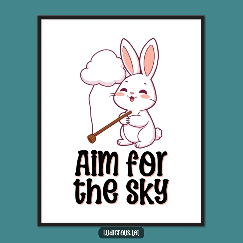 Funny Rabbit Cloud Poster - Whimsical Wall Art Long Pole Gift!