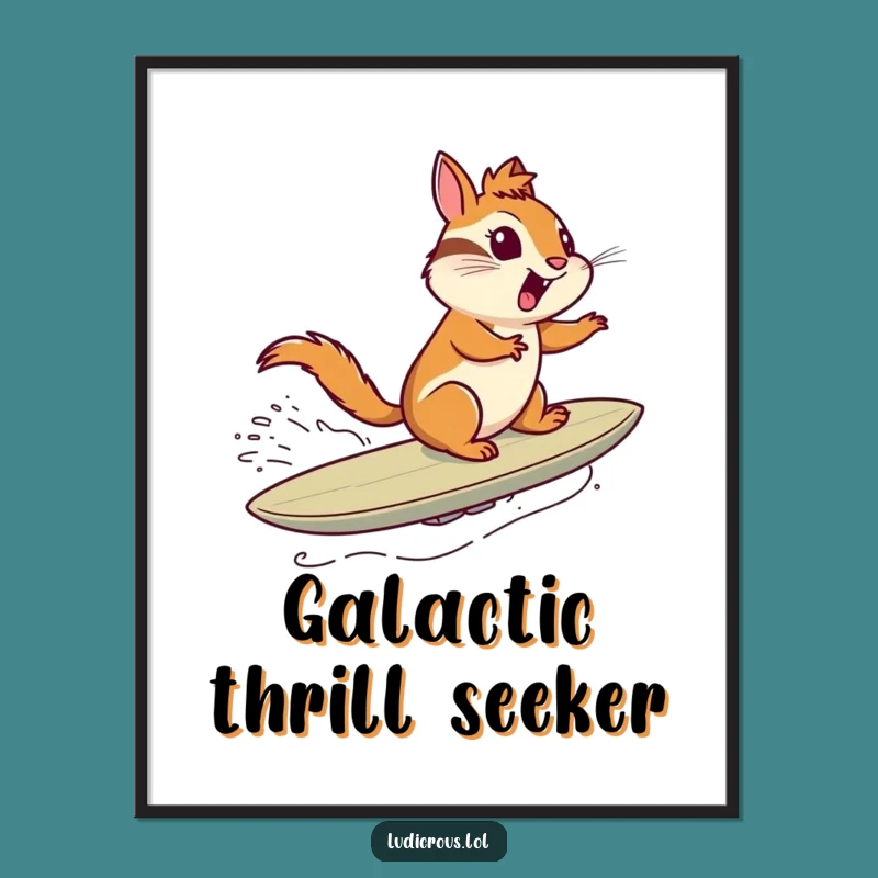 Funny Chipmunk Comet Surf Poster - Exhilarating Space Wall Art