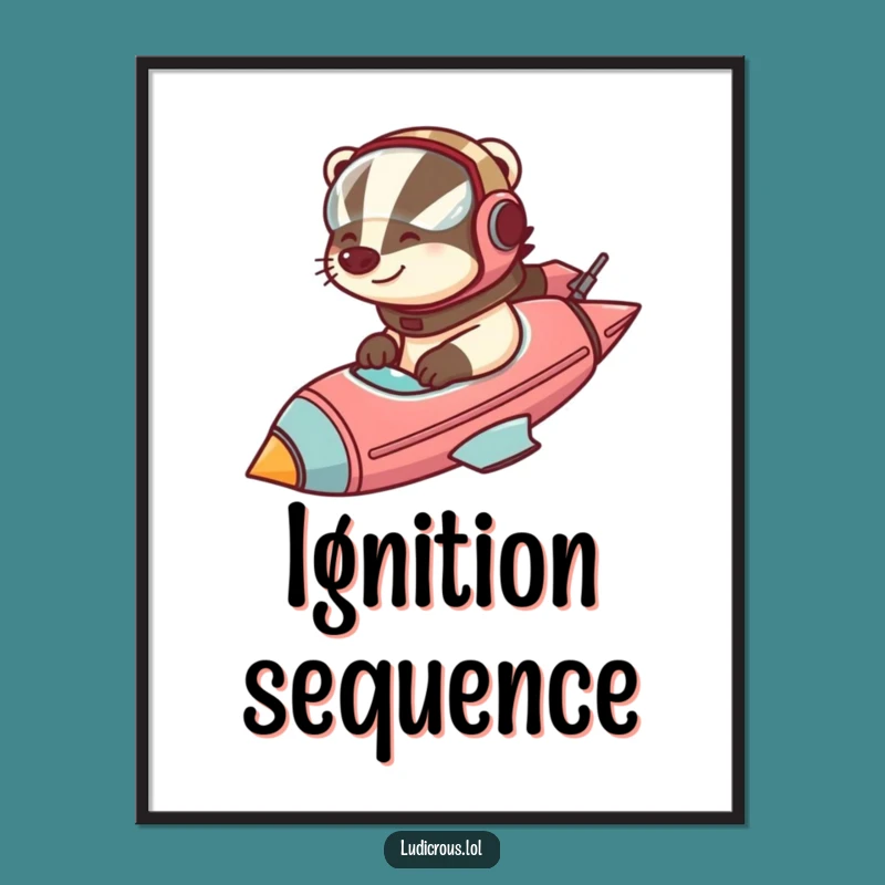 Funny Badger Rocket Adventure Poster: Decorate with stellar humor!