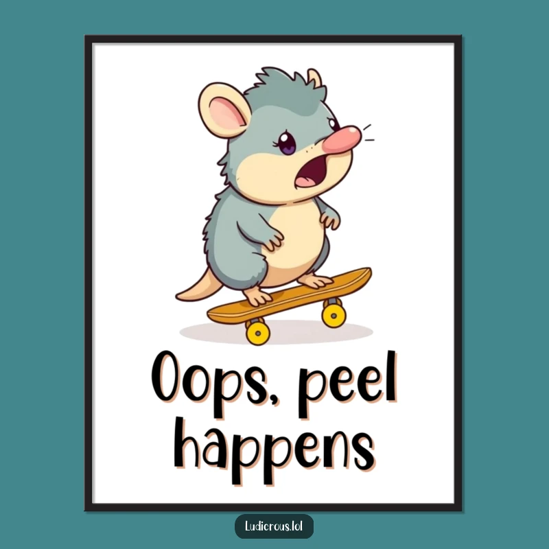 Funny Platypus Poster: Banana Peel Skate Action - Quirky Gift