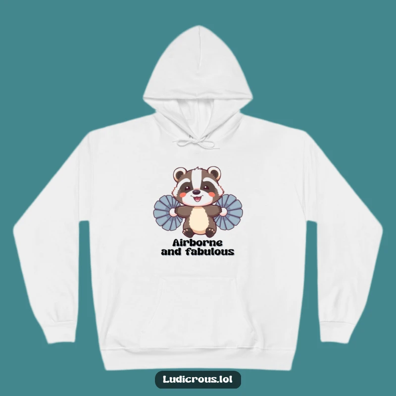 Funny Badger Flying Hoodie: Cozy Up with This Determined Animal Design, Great Gift!