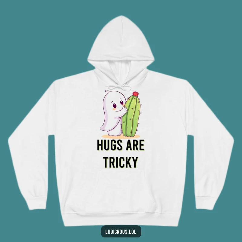Funny Ghost Cactus Hug Hoodie: Stay Cozy with Spooky Humor - Great Gift!