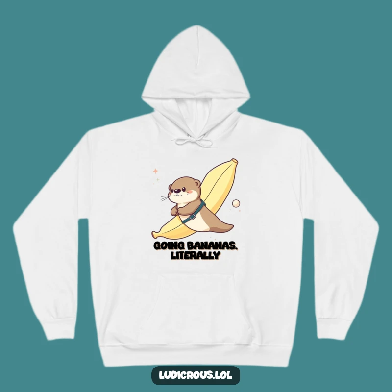 Funny Otter Banana Space Flight Hoodie - Cozy & Absurd Adventure Wear