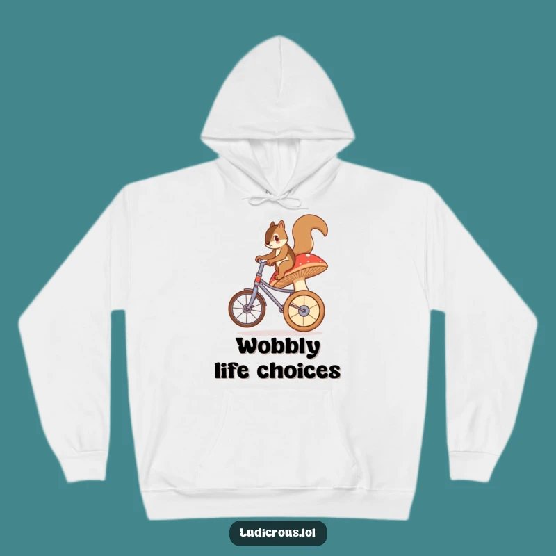 Funny Squirrel Mushroom Hoodie - Bewildered Unicycle Adventure Wear
