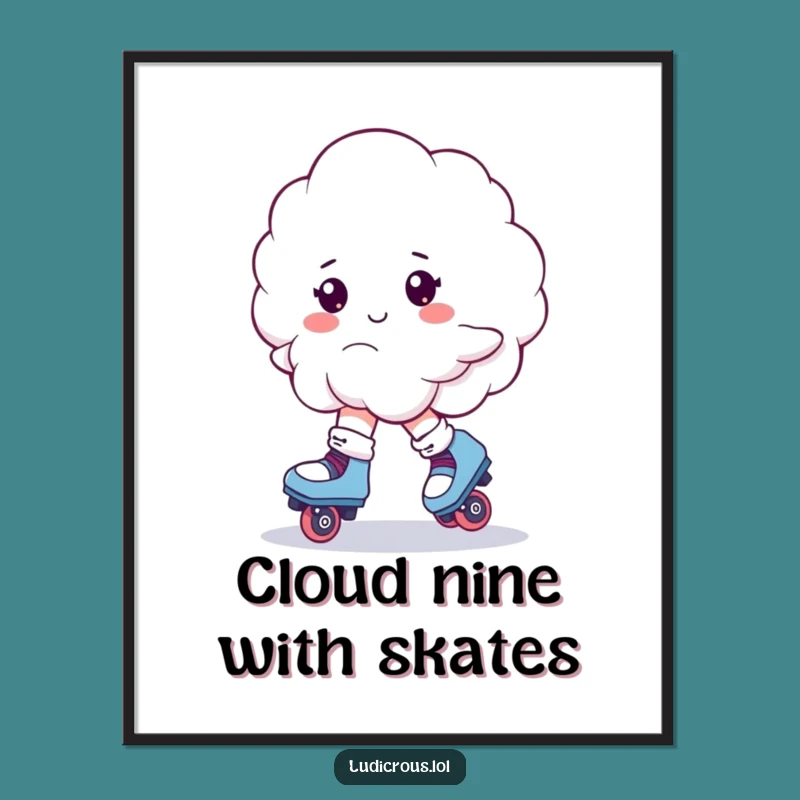 Free Printable Wall Art: Wobbling Cloud Skater - Whimsical Downloadable Art