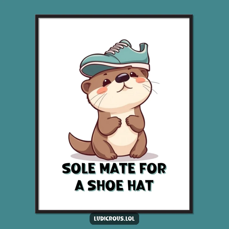 Free Printable Funny Otter Shoe Hat Wall Art - Quirky Downloadable Decor Gift
