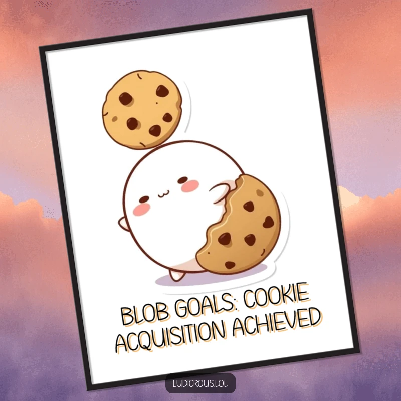 Funny Free Printable Wall Art: A blob character stretching to absurd lengths, a humorous decorative piece