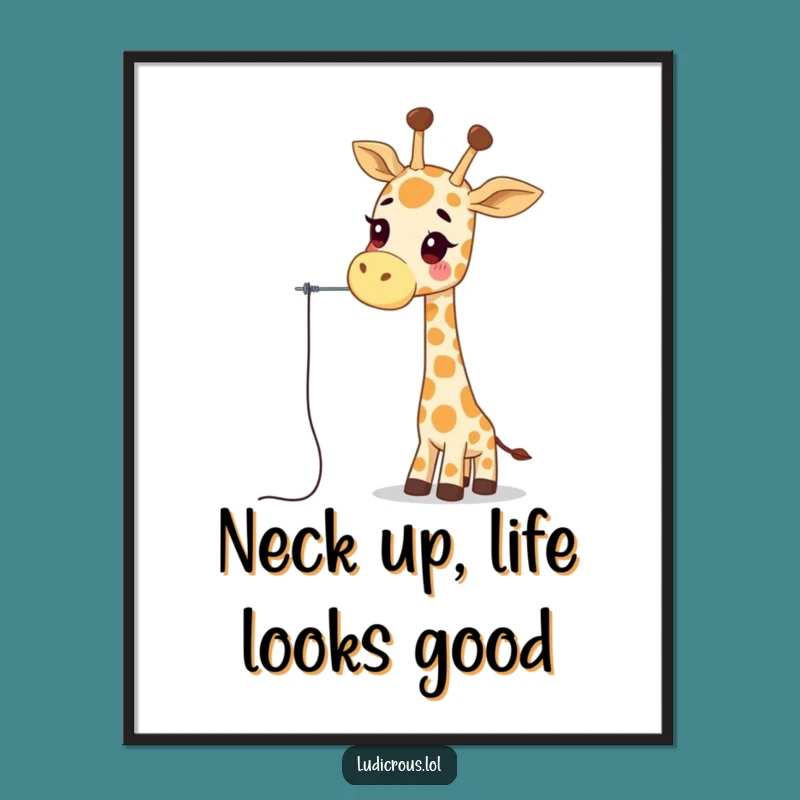 Funny Free Printable Giraffe Wall Art: Wobbly Neck Needle Decor Download