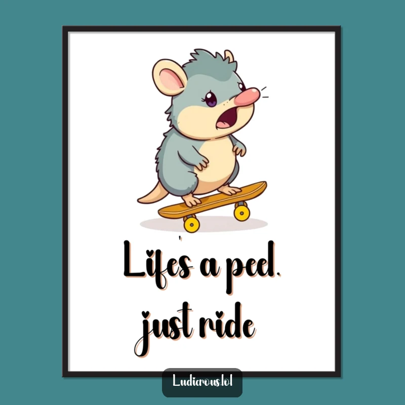 Funny Free Printable Platypus Wall Art: Banana Peel Skate Decor