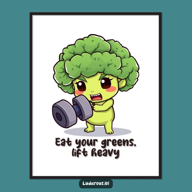 Funny Free Printable Wall Art: Broccoli Lifts Weights, Quirky Downloadable Decor