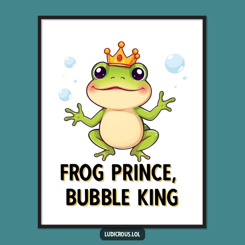 Funny Free Printable Wall Art: Juggling Frog King, Whimsical Downloadable Decor
