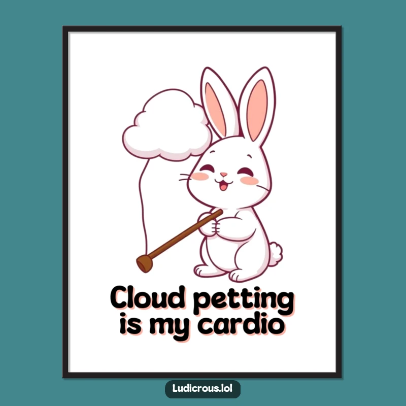Funny Free Printable Wall Art: Rabbit Long Pole Pets Cloud!