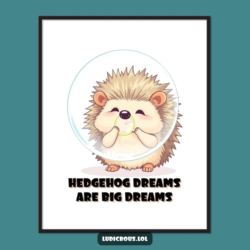 Funny Hedgehog Bubble Art: Free Printable Downloadable Wall Decor for Whimsical Spaces