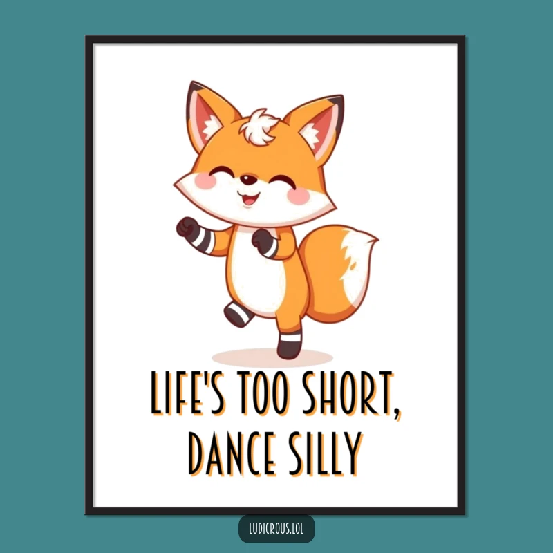 Funny Free Printable Wall Art: Dancing Fox Mismatched Socks - Joyful Downloadable Decor