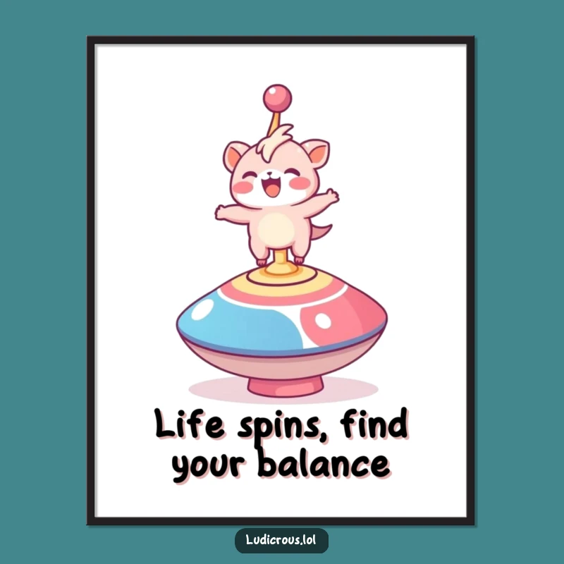 Funny Free Printable Wall Art: Spinning Top Creature - Hilarious Downloadable Decor