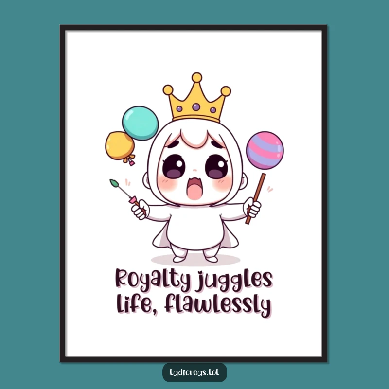 Funny Free Printable Wall Art: Juggling King Character - Hilarious Downloadable Decor