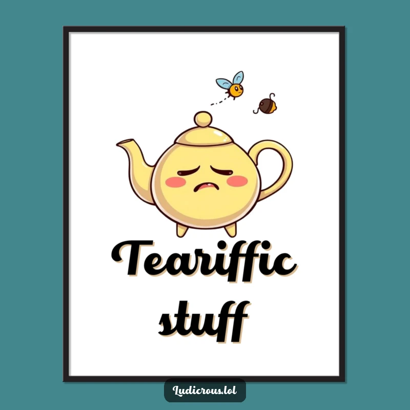 Funny Free Printable Wall Art: Teapot vs Fly Steam, Quirky Downloadable Decor