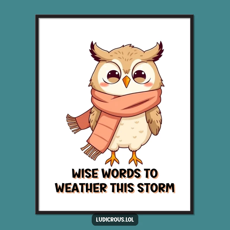 Funny Free Printable Wall Art: Windblown Owl Art, Hilarious Downloadable Decor Gift
