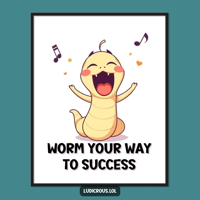 Free Printable Wall Art: Opera Worm Singing Hilariously - Funny Downloadable Art