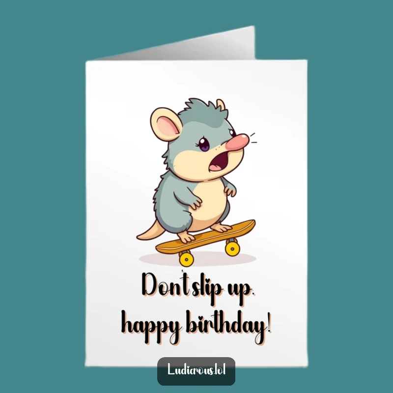 Free Printable Platypus Birthday Card: Banana Peel Skateboard Fail Humor