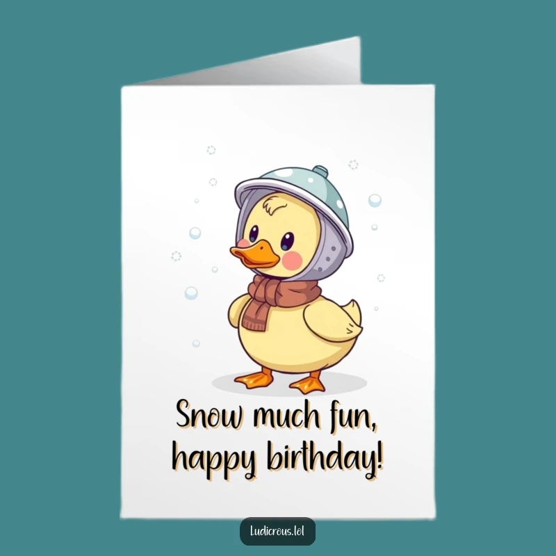 Free Printable Funny Duck Birthday Card: Colander Snowman for Laughs!