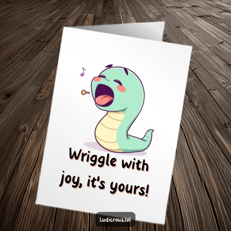 Funny Free Printable Birthday Card: A bouncing worm sings opera with an exaggerated mouth, belting out birthday wishes.