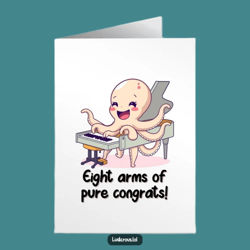 Free Printable Congrats Card: Octopus Pianist for a Harmonious DIY Greeting