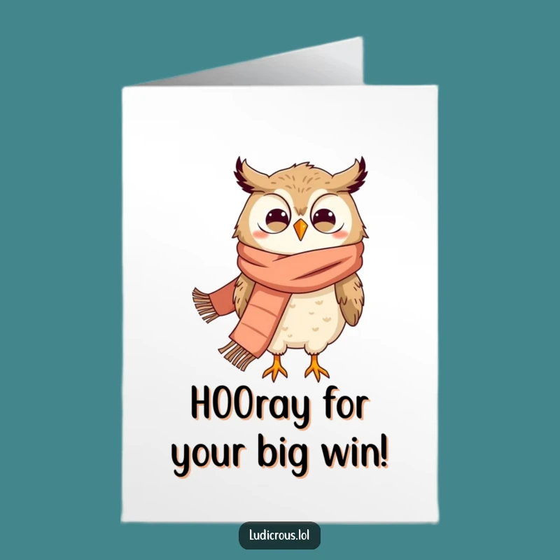 Free Printable Congrats Card: Hilarious Owl Windblown, Cheerful Greeting Downloadable Art Gift