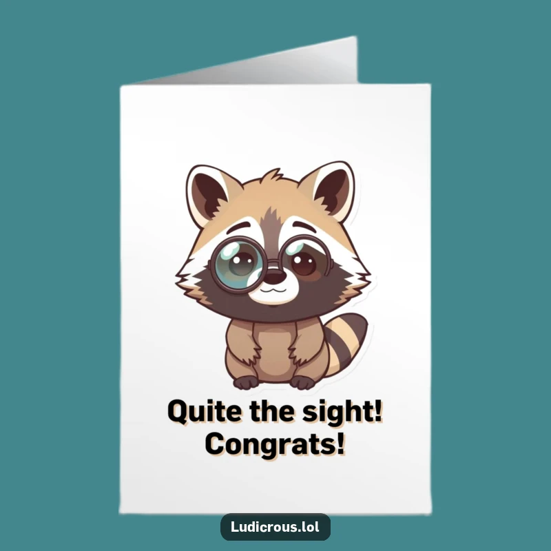 Monocle Raccoon Congrats Card: Free Printable Downloadable for Puzzling Achievements