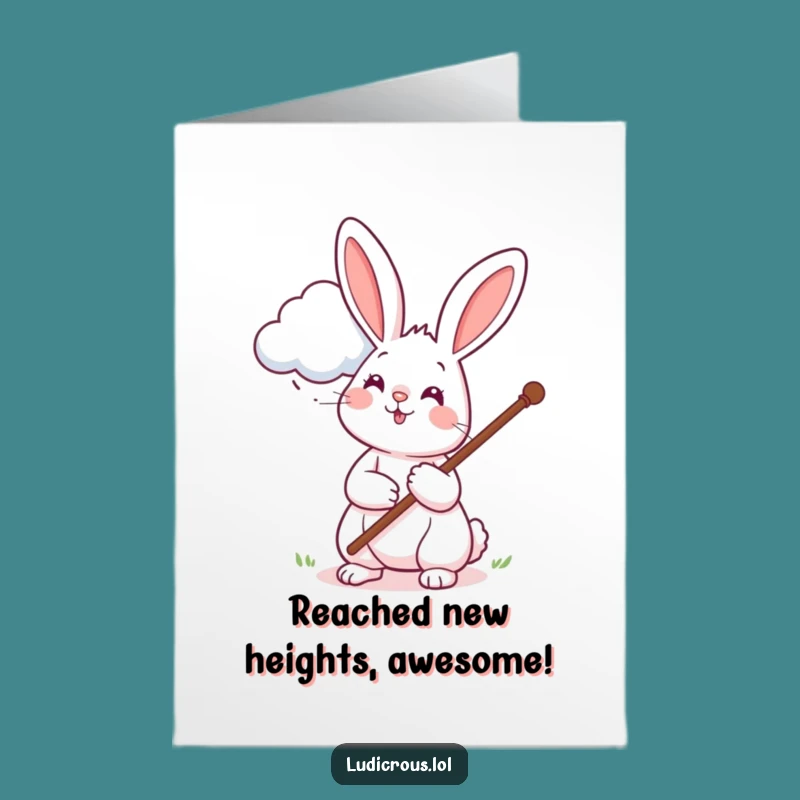 Free Printable Congrats Card: Rabbit & Cloud - Funny Downloadable Celebration Gift