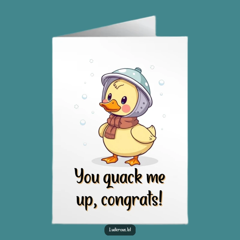 Free Printable Funny Duck Congrats Card: Snowy Success for a Quack-tastic Win!