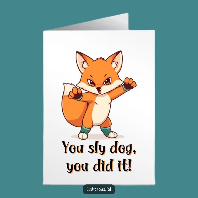 Funny Free Printable Fox Congrats Card - Downloadable Style & Success Greeting